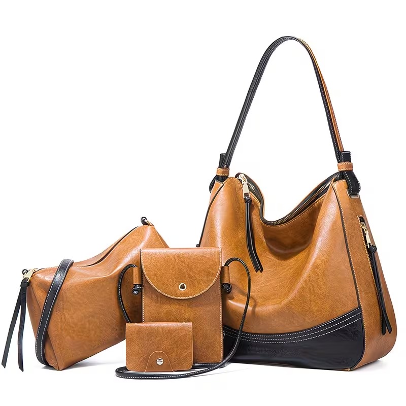 Phone Bag Crossbody - レディースバッグセット - 4点セット。 シンプルなコントラストカラー、大容量、携帯電話やカード用のクロスボディバッグ。