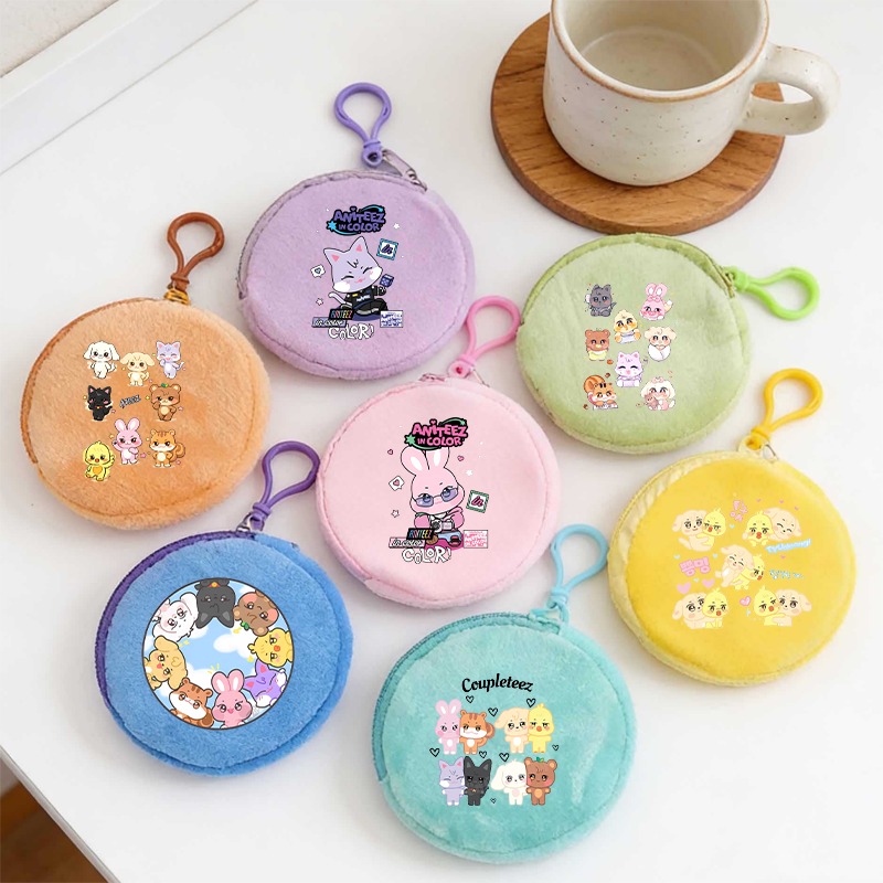 Women Bags Purses - Kpop ATEEZ アイドル小銭入れキーホルダー漫画アニメパターンプリント財布女性男性アウトドアファッションミニ財布キーリングギフト新しい