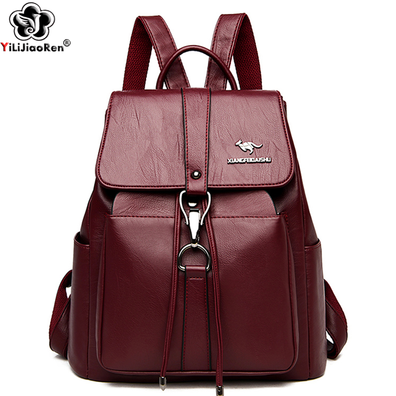 Women Bags Branded - 抗盗難バックパック女性のショルダーバッグ有名なブランドレザーバックパック女の子大容量スクールバッグ女性バックパック