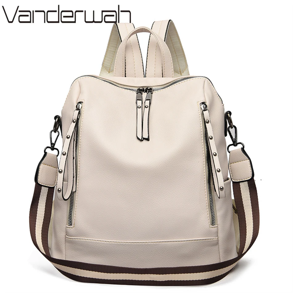 Women'S Bags Going Out - デラックスブランドのソフトレザーバックパック,防水,プレッピースタイル,多機能,若い学生向け