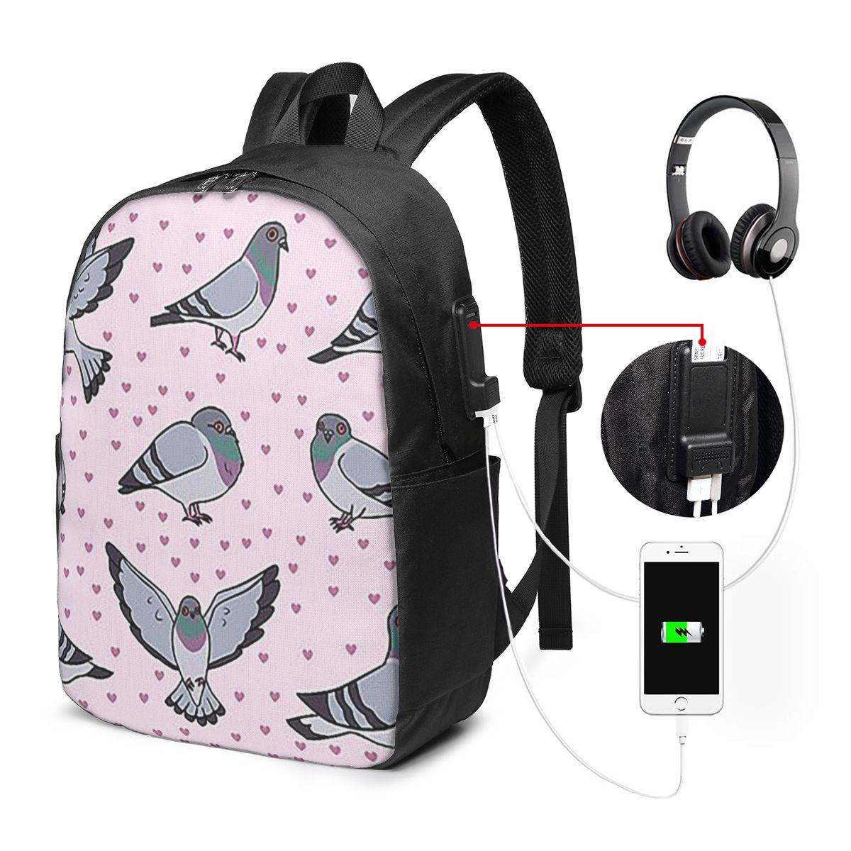 Women Bags Pack - かわいい漫画の鳩パックバックパック旅行ノートブックバッグコンピュータ大学生スクールバッグラップトップショルダーバッグ男性女性用