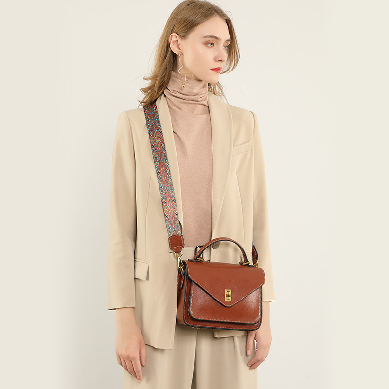 Women Bags Jw Pei - 100% 本革ヴィンテージ女性用ショルダークロスボディバッグブラウン 2026 トレンディな女性用バッグ クーリエバッグ