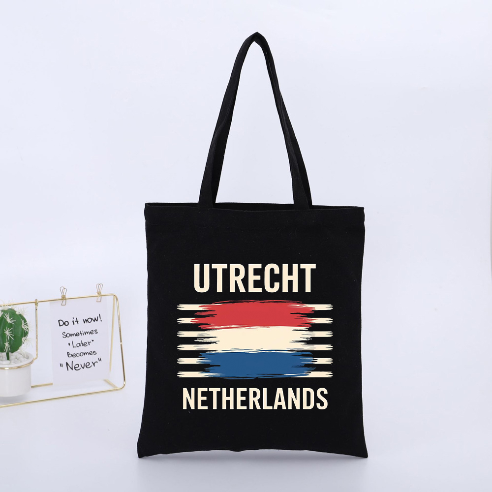 Women Bags Netherlands - ウトレート、オランダ国旗プリントキャンバストートバッグ、ヴィンテージスタイル、毎日のショッピングやカジュアルな外出に最適