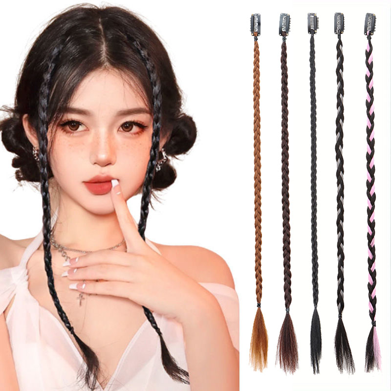Women Bags Pack - WIGSIN 合成 2 個三つ編みウィッグ強力な BB クリップ付き軽量ボックス三つ編みポニーテールヘアピース女性用