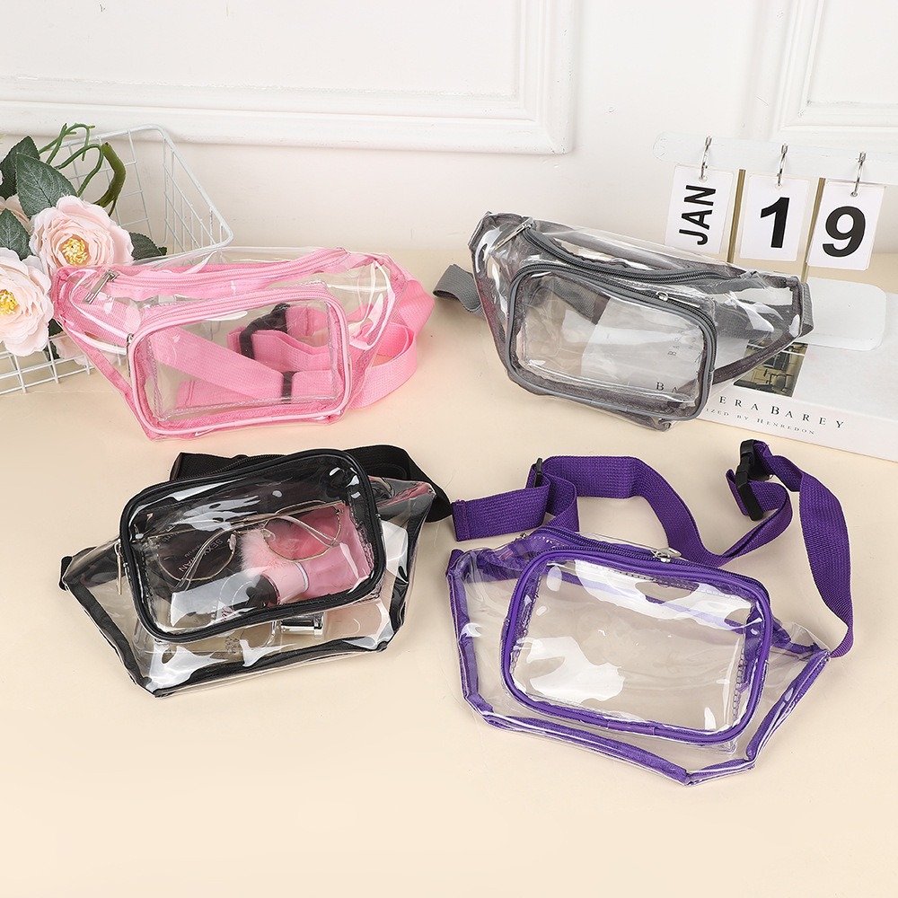 Women Bags Pack - クリアファニーパック透明PVCマルチカラー調節可能ベルトバッグ防水ハンズフリースタジアム承認済みコンサート女性女の子ジム用