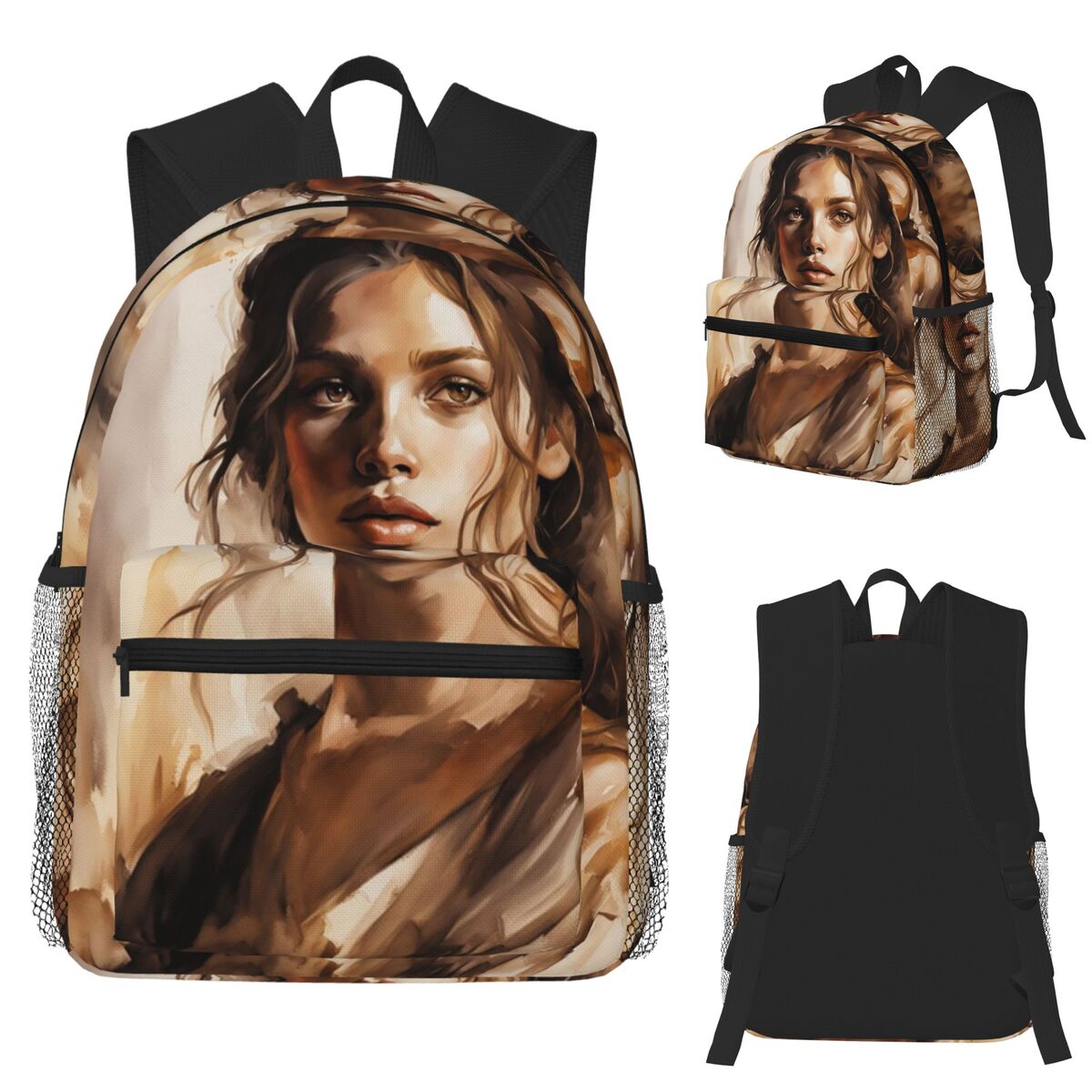 Women Bags Next - 隣の女の子水彩画学生バックパックスクールバッグハイキング旅行デイパック男性女性ファッションランドセルショルダーバッグ