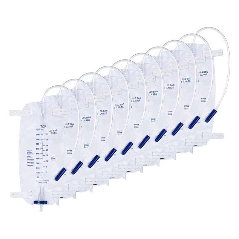 Women Bags Under 1000 - ABIT 10パック 1000ml 滅菌済み脚用尿ドレナージバッグ、男性と女性のための逆流防止バルブ付きプロ仕様尿バッグ