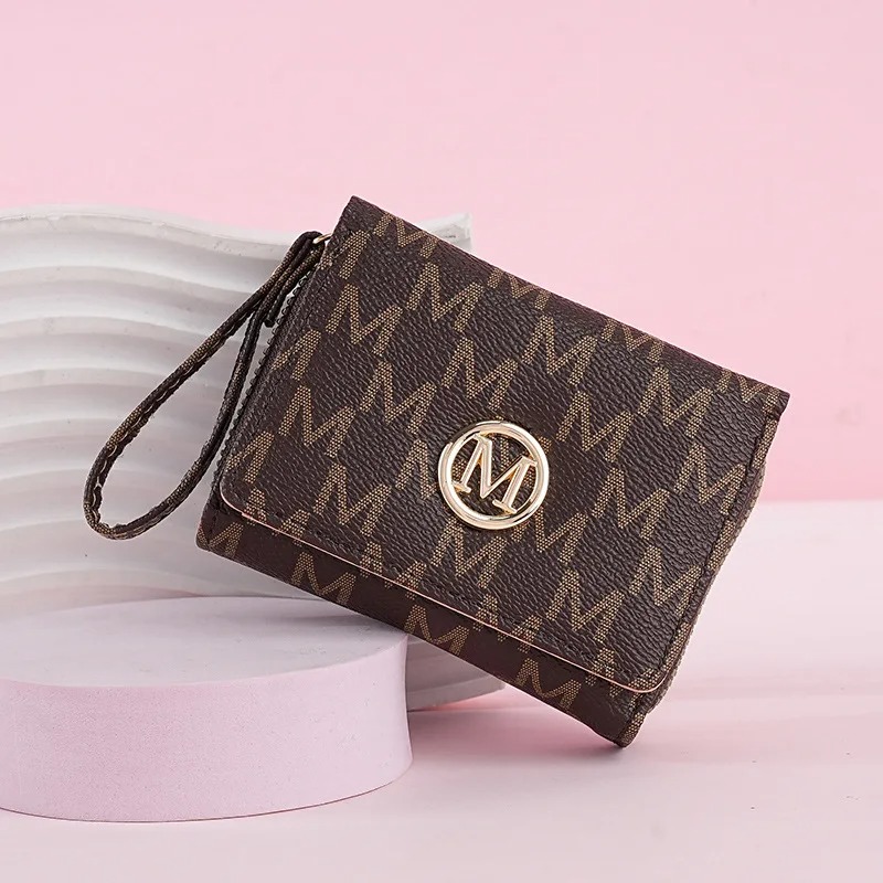 三つ折りジッパーウォレット、レターパターン入り、スタイリッシ - Women Bags Purses のレビューと価格