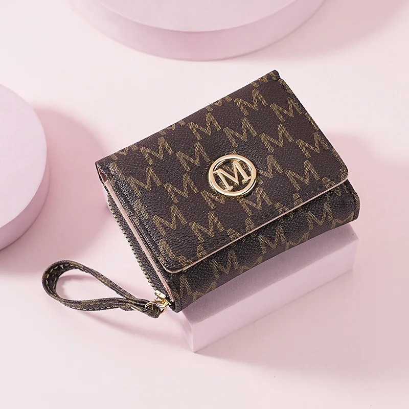 三つ折りジッパーウォレット、レターパターン入り、スタイリッシ - Women Bags Purses のレビューと価格