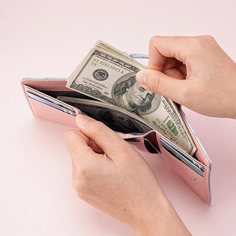 三つ折りジッパーウォレット、レターパターン入り、スタイリッシ - Women Bags Purses のレビューと価格