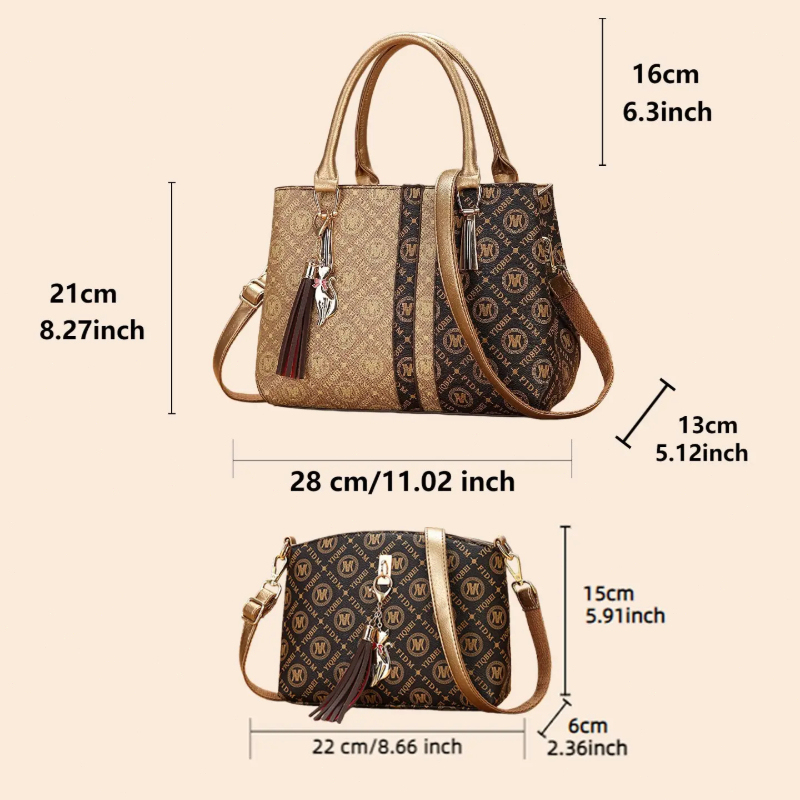 女性用ハンドバッグセット、ショルダーバッグ付き、クラシックプ - Women'S Crossbody Bags のレビューと価格