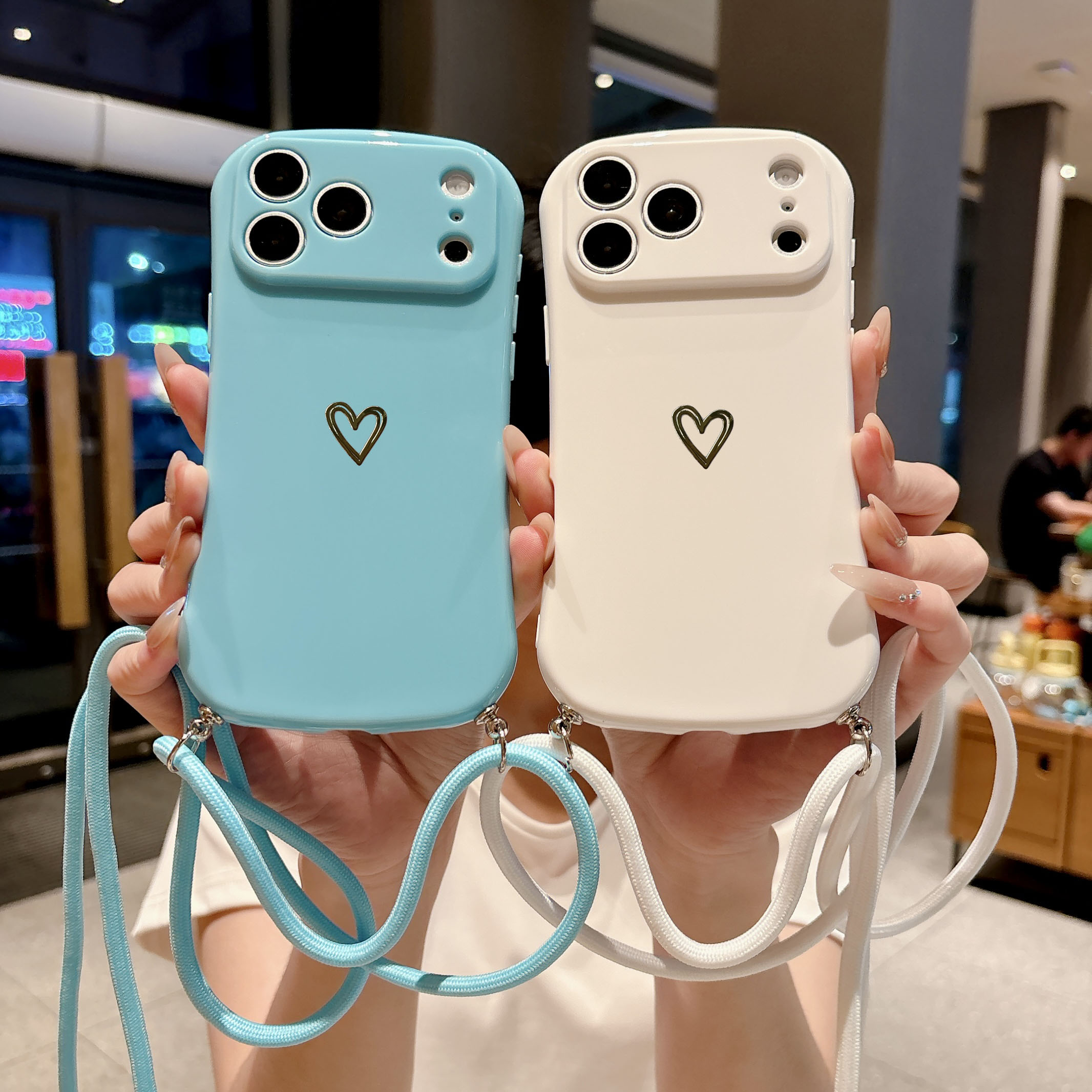 キャンディカラー クロスボディ ランヤード ハート型プリント - Phone Bag Crossbody のレビューと価格