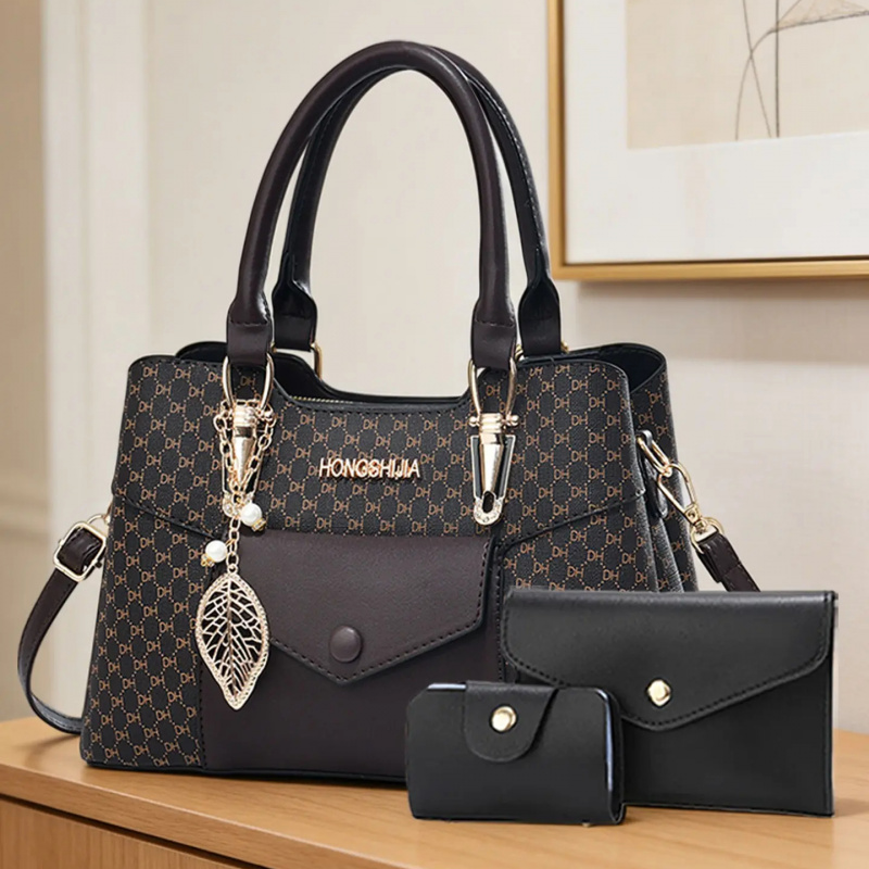 高級感のある質感の大型通勤用トートバッグ、カラーブロックデザ - Women'S Crossbody Bags のレビューと価格