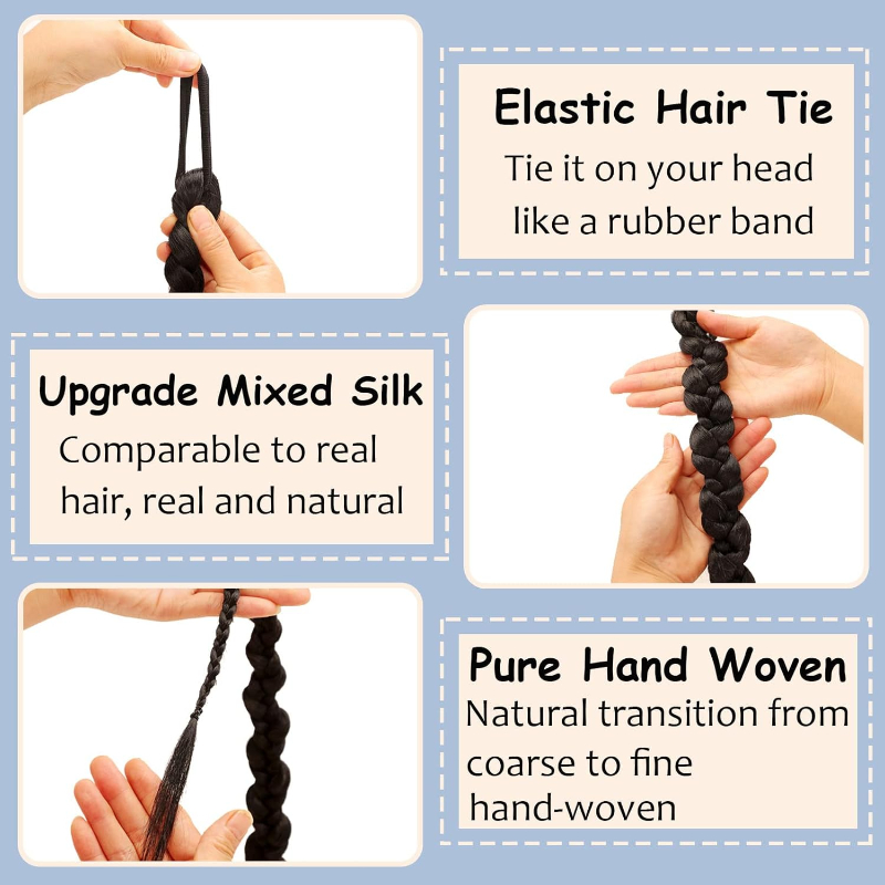 ファッション編組ポニーテールヘアエクステンションヘアネクタイ - Women Bags Pack のレビューと価格