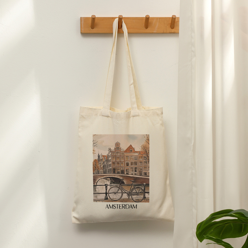 耐久性のあるアムステルダムオランダ柄キャンバストートバッグヴ - Women Bags Netherlands のレビューと価格