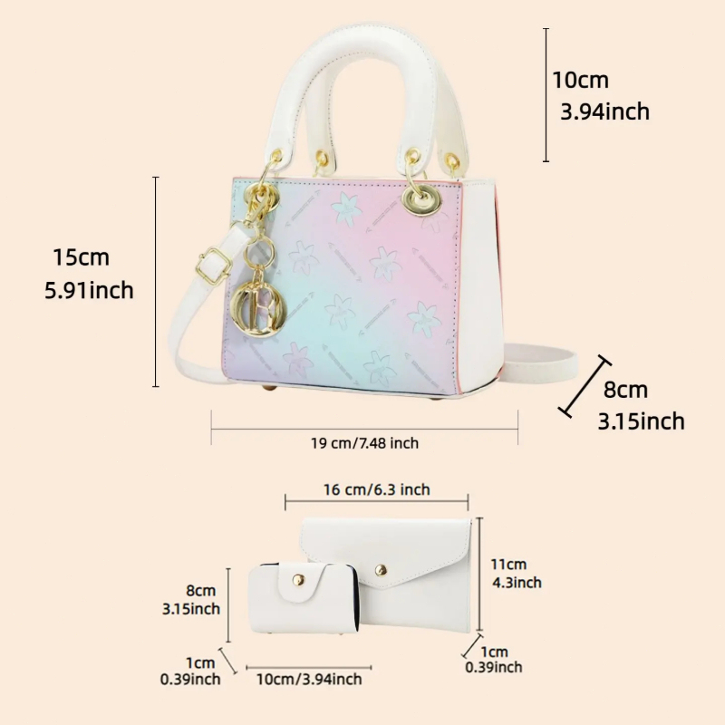 グラデーションプリントクロスボディショルダーバッグセット、キ - Women Bags Purses のレビューと価格