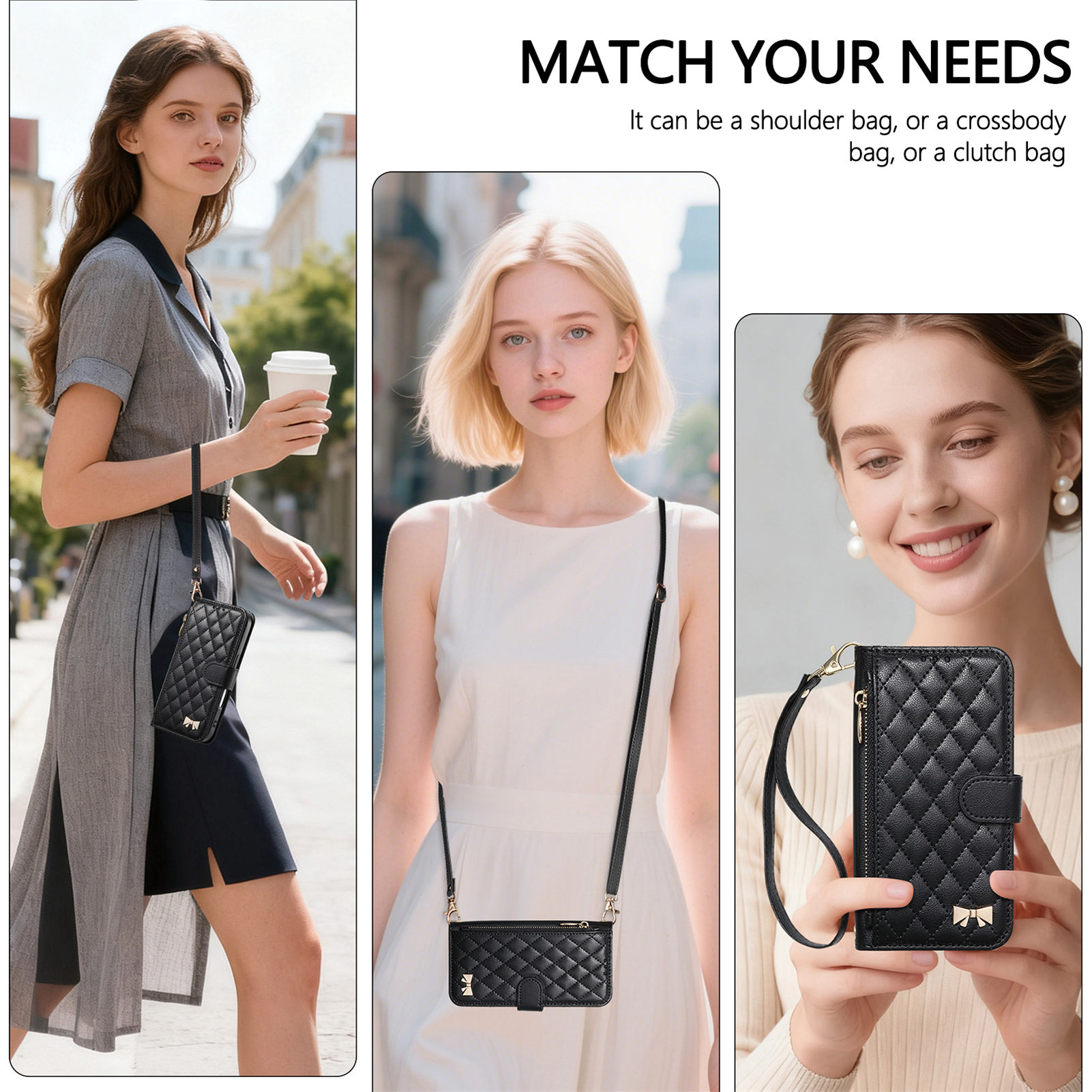 PUレザー製ジッパー付きクロスボディリストストラップフリップ - Phone Bag Crossbody のレビューと価格