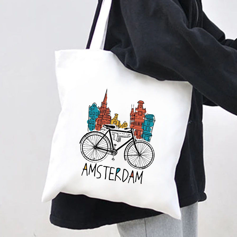 都市の眺め アムステルダムの運河と家々 オランダ 女性用 キ - Women Bags Netherlands のレビューと価格