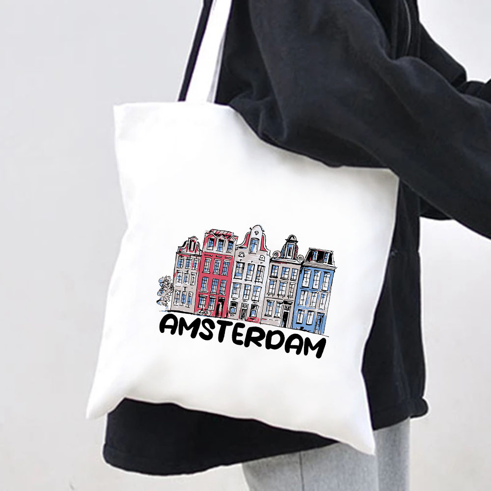 都市の眺め アムステルダムの運河と家々 オランダ 女性用 キ - Women Bags Netherlands のレビューと価格