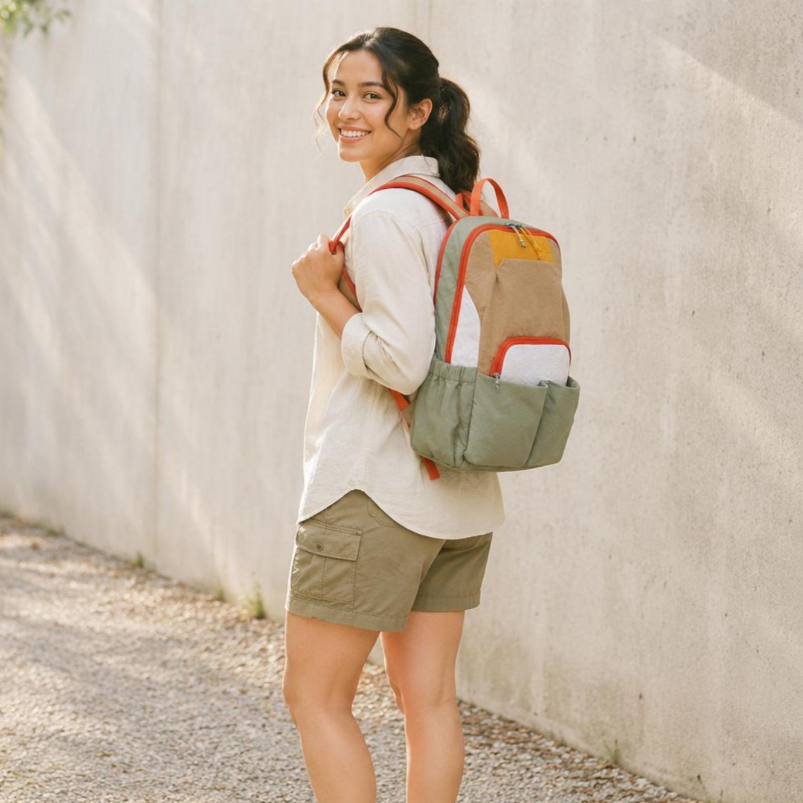 アウトドア旅行用リュックサック クラシック長方形軽量ナイロン - Women Bags Pack のレビューと価格