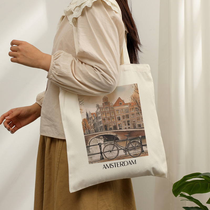 ヴィンテージ アムステルダム オランダ プリント キャンバス - Women Bags Netherlands のレビューと価格