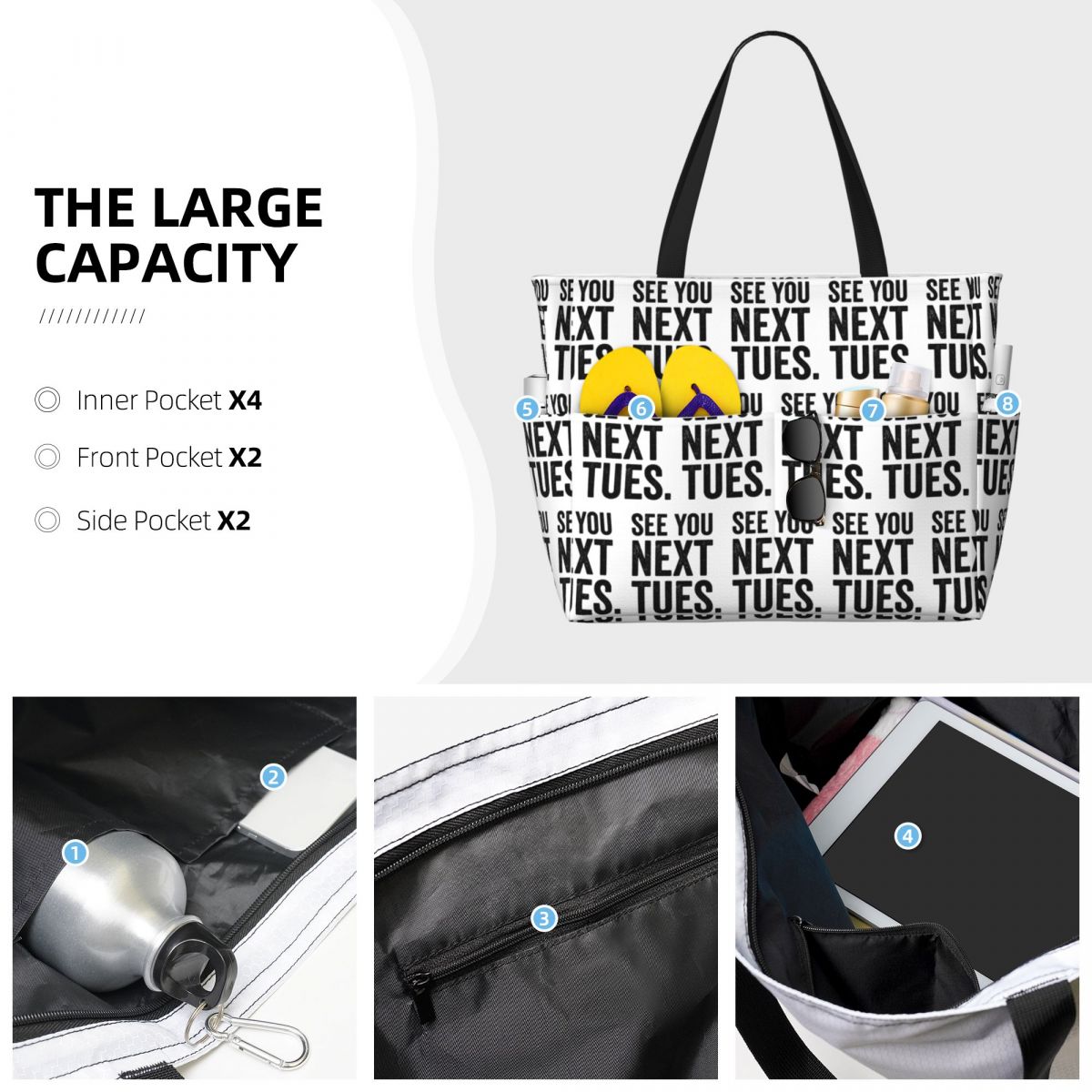 来週の火曜日に会いましょう 誓う宣誓付きビーチトートバッグ  - Women Bags Next のレビューと価格