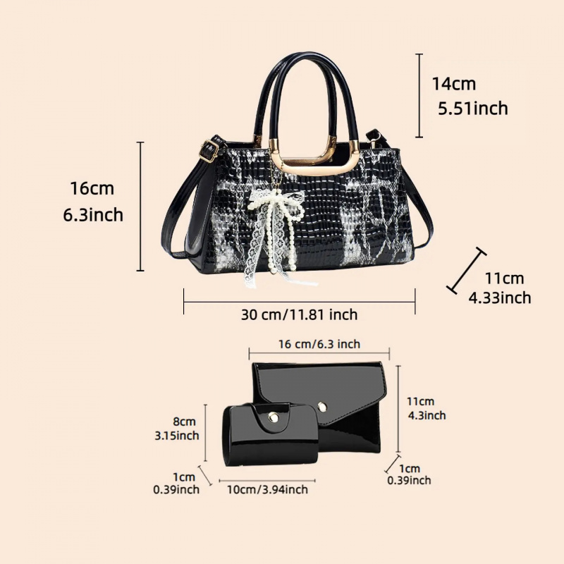 レディースハンドバッグセット、クロコダイル柄イブニングクラッ - Women'S Crossbody Bags のレビューと価格