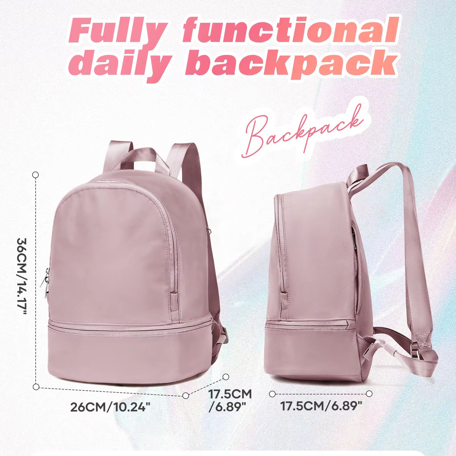 女性用バッグ、靴用コンパートメント付き小型スポーツバックパッ - Women Bags Purses のレビューと価格