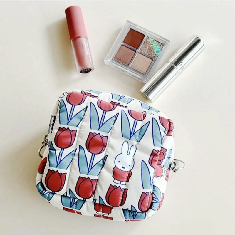 かわいい和風ミッフィーウサギの花柄プリント正方形の化粧バッグ - Women Bags Purses のレビューと価格