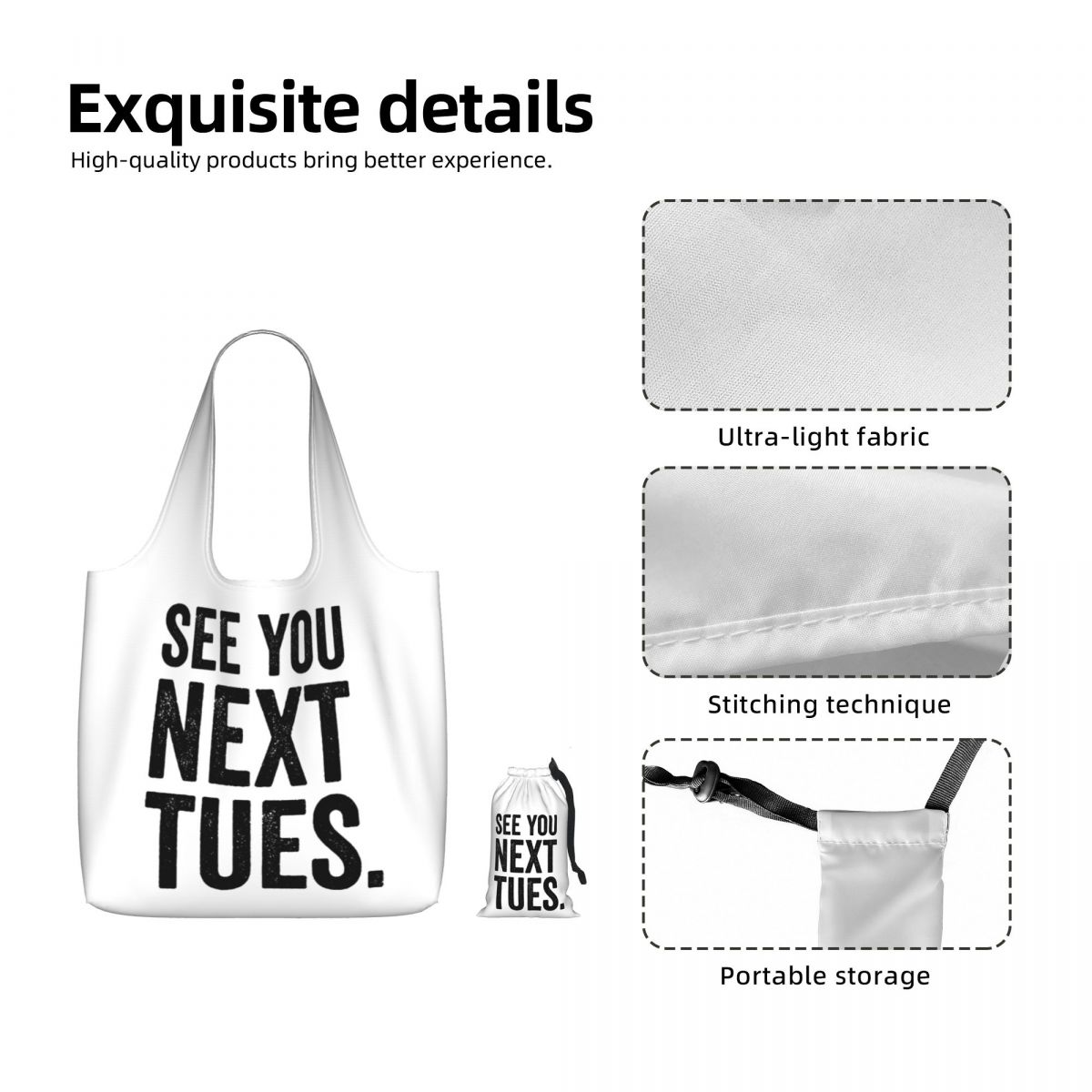 来週の火曜日にお会いしましょう。スワーリングショッピングトー - Women Bags Next のレビューと価格