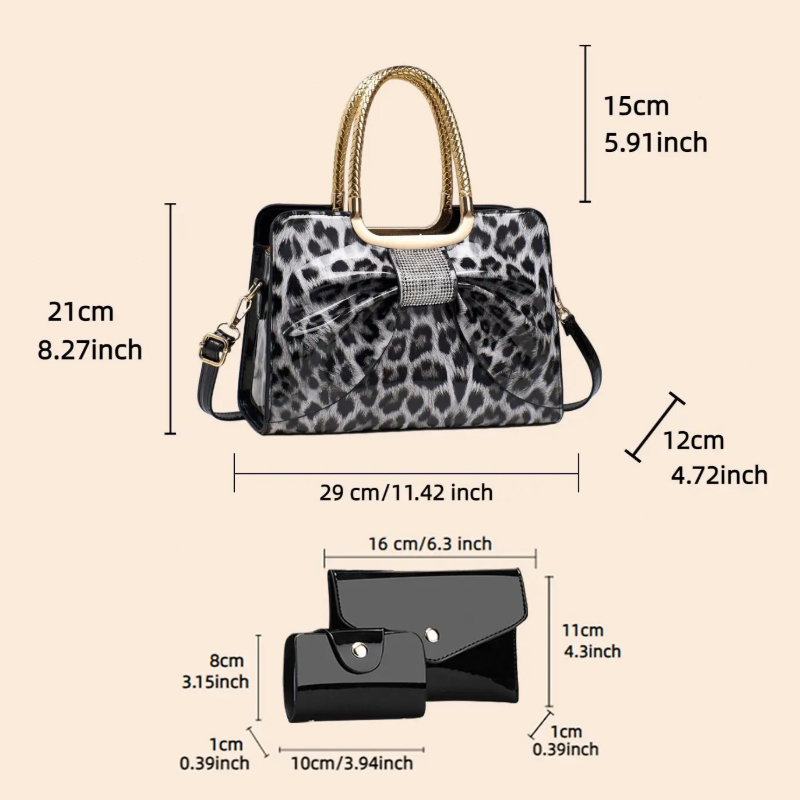 バタフライノットヒョウ柄レディースバッグ、高品質PU素材サッ - Women'S Crossbody Bags のレビューと価格